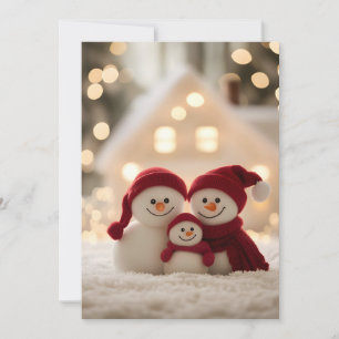 Anúncio Família de Boneco de Neve Fofo Natal de Inverno