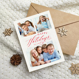 Anúncio FAMÍLIA MULTI FOTO Feliz Feriados, caligrafia verm