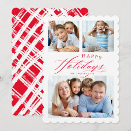 Anúncio FAMÍLIA MULTI FOTO Feliz Feriados, caligrafia verm