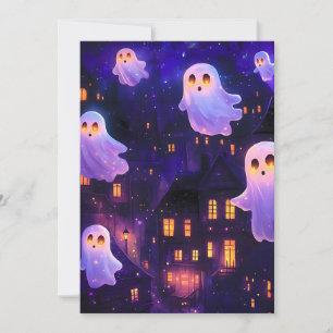 Anúncio Fantasmas de Voo de Cartoon no Halloween Meia-Noit