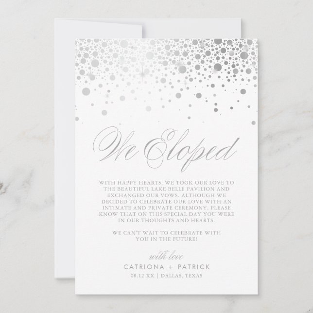Anúncio Faux Silver Foil Confetti Casamento Branco (Frente)