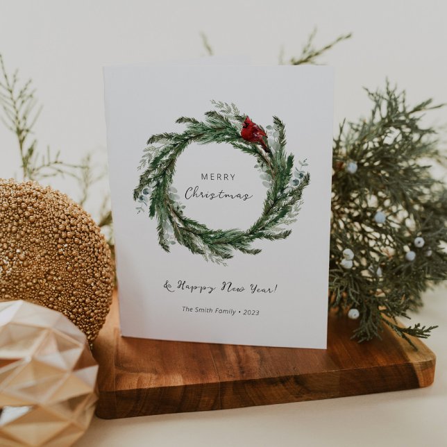 Anúncio Feliz ano novo de natal Wreath (Criador carregado)