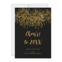 Feliz ano novo Dourado de fogos de artifício preto