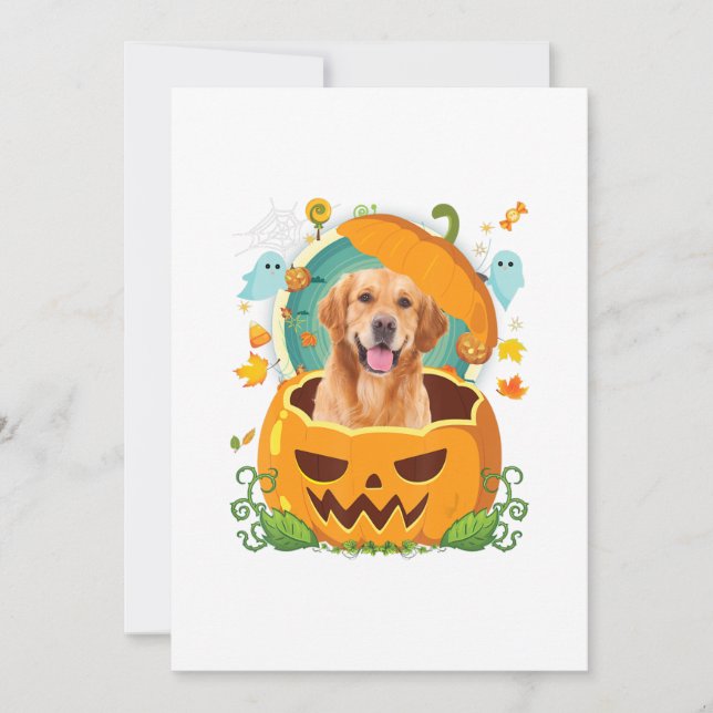 Anúncio Feliz cão de Ouro de Abóbora de Halloween (Frente)