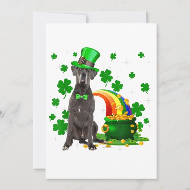 Anúncio Feliz Dia de São Patrício Leprechaun Great Dane Do (Frente)
