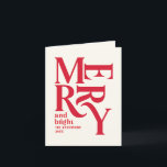 Anúncio Feliz e natal coloridos brilhantes<br><div class="desc">Cartão de natal de feliz gráfico vintage elegante em diversão festiva. Parte de uma coleção de feriados divertida.</div>