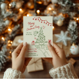 Anúncio Feliz Festa de Férias de Natal Desenhada