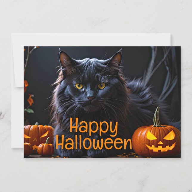 Anúncio Feliz Holloween - Gato Negro (Frente)