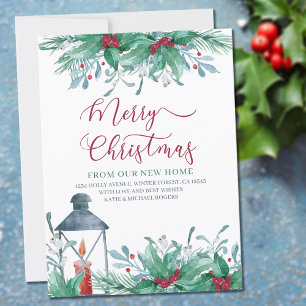Anúncio Feliz Natal de New Home Watercolor Holly