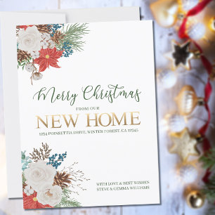 Anúncio Feliz Natal de Nova Poinsettia e Pine