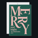 Anúncio Feliz Natal do Colorido Vintage<br><div class="desc">cartão de natal de feliz gráfico vintage verde e rosa. Parte de uma coleção de feriados divertida.</div>