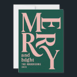 Anúncio Feliz Natal do Colorido Vintage<br><div class="desc">cartão de natal de feliz gráfico vintage verde e rosa. Parte de uma coleção de feriados divertida.</div>