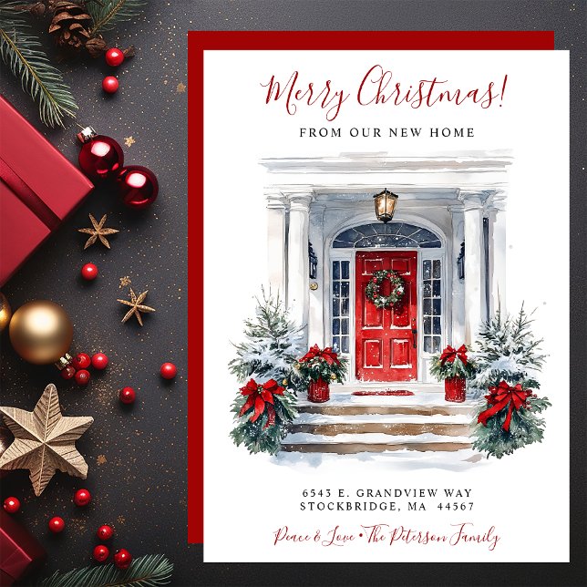 Anúncio Feliz Natal Nova Casa Porta Vermelha Mudança (Criador carregado)