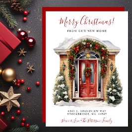 Anúncio Feliz Natal Nova Casa Porta Vermelha se Movendo