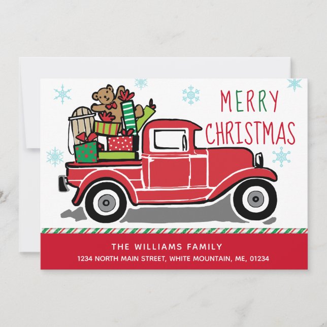 Anúncio Feliz Natal Red Vintage Caminhão Movendo-se (Frente)