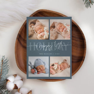Anúncio Feliz Natal, Slate Azul, Multi-Foto Nascimento