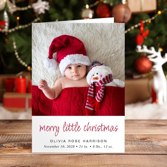 Anúncio Feliz Pequeno Nascimento da Foto de Natal (A beautiful and unique way to thank family and friends and introduce them to your Christmas  baby)