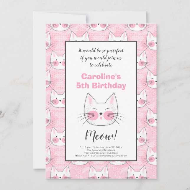 Anúncio Festa de aniversário de 5 para Gatos de Gatinha Ro (Frente)