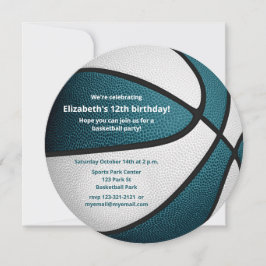 Anúncio festa de aniversário de basquetebol branco teal