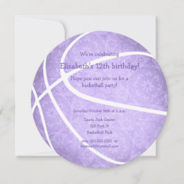 Anúncio festa de aniversário de basquetebol de pastel roxo