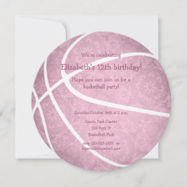 Anúncio festa de aniversário de basquetebol rosa empoeirad