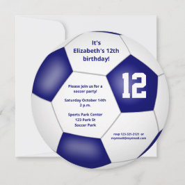 Anúncio festa de aniversário de futebol branco-azul