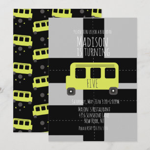 Anúncio Festa de Aniversário Roda de Transporte Escolar Ôn