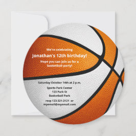 Anúncio festa de aniversário temática de basquetebol branc