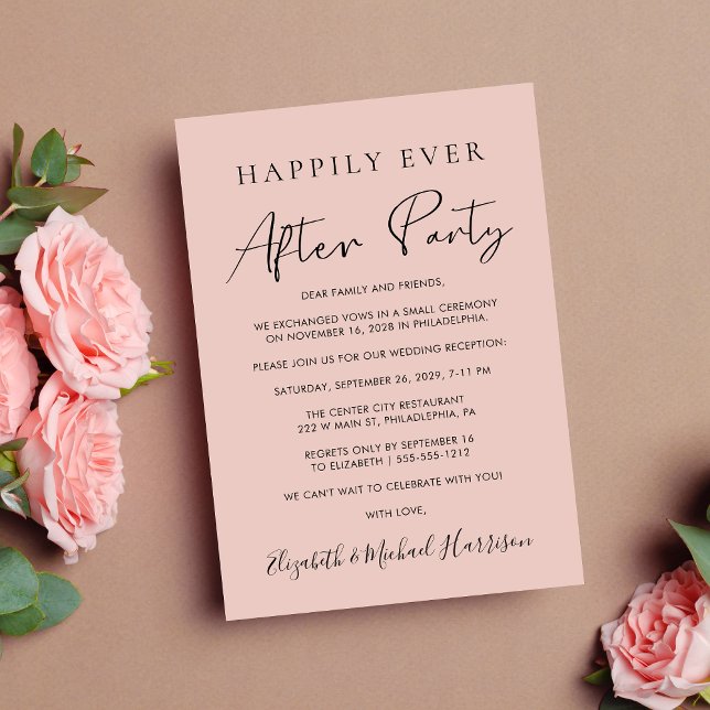 Anúncio Festa de Casamento com Foto Blush Felizes para Sem (From private vows to a grand happily ever after party - celebrate with family and friends)