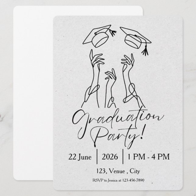 Anúncio Festa de Formatura com Chapéu Minimalista (Frente/Verso)