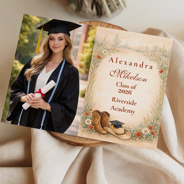 Anúncio Festa de Formatura de Cowgirl Boho com Fotos (Criador carregado)