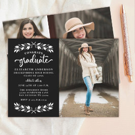 Anúncio Festa de formatura de Fotos Branca Moderna Preta