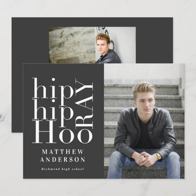 Anúncio Festa de formatura de fotos multi do Hip Horay (Frente/Verso)