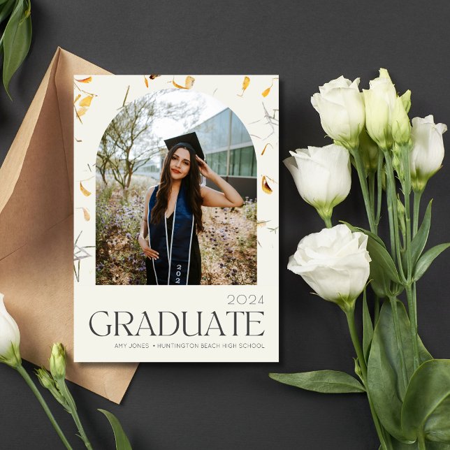 Anúncio Festa de formatura de Segundo grau de flor selvage (Wildflower Photo High School Graduation Party Announcement)