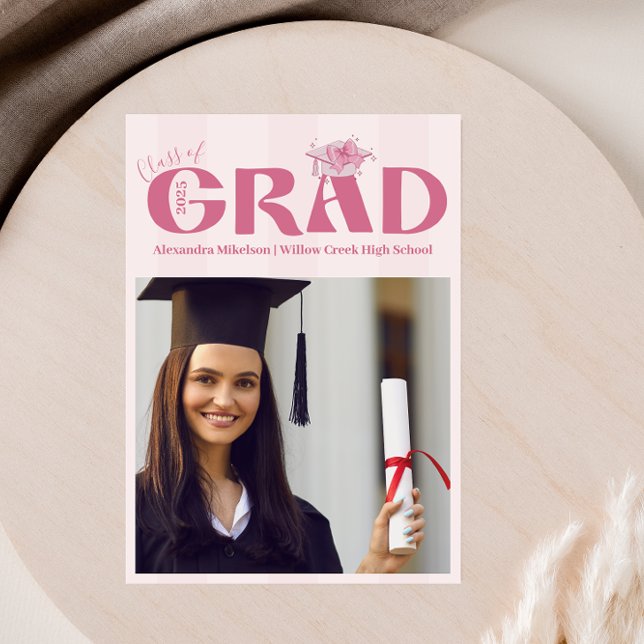 Anúncio Festa de formatura do coquete de fotos rosa (Criador carregado)