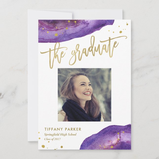 Anúncio Festa de Formatura em Geodo Roxo e Dourado Falso - (Frente)