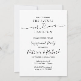 Anúncio Festa de noivado De Caligrafia Preta E Branca