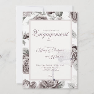 Anúncio Festa de noivado rosa-rosa-pincelada antiga