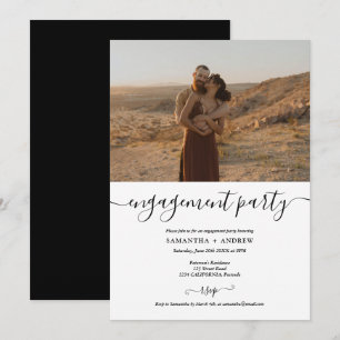 Anúncio Festa de noivado simples de fotos em preto e branc