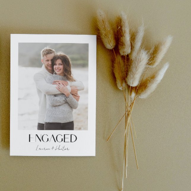 Anúncio Festa de noivado Simples de Script de Foto Moderno (Engaged & Excited! Join Us for the Party 🥂💍 [Personalize Here])