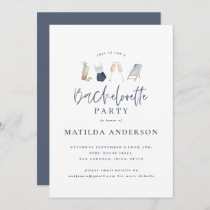 Anúncio Festa de solteira moderna de na moda azul-menina