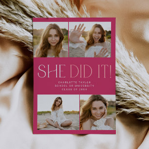 Anúncio Fete Moderno Rosa Quente Ela Fez Graduação Fotog