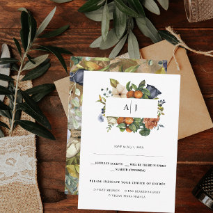 Anúncio Fim de Verão Floral Cítrico RSVP de Casamento Bo