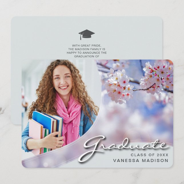 Anúncio Flor de Cereja com Script Elegante | Formando de F (Frente/Verso)