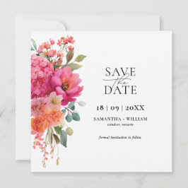 Anúncio Florais em Aquarela para Salvar a Data
