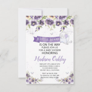 Anúncio Florais Roxos Anunciam Um Pequeno Chá de fraldas