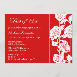 Anúncio floral branco vermelho da festa de