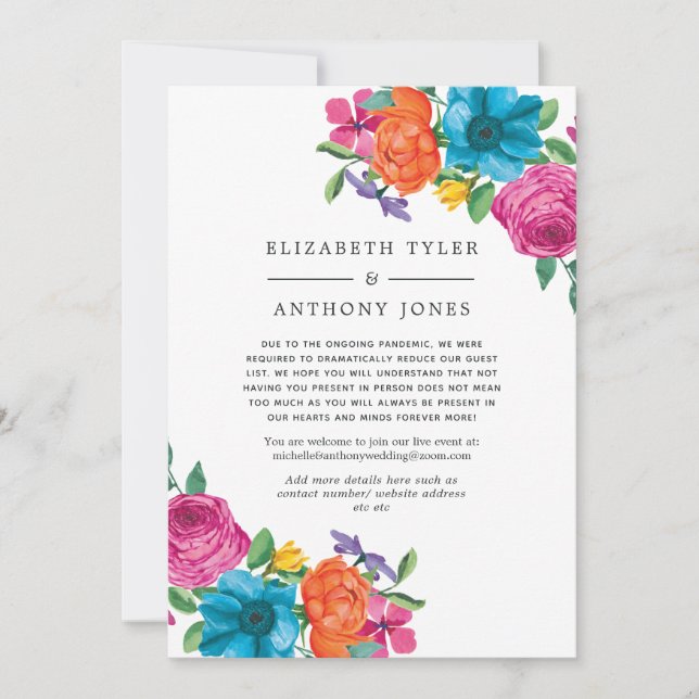 Anúncio Floral Fiesta Lista de convidados Reduzida (Frente)