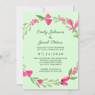 Anúncio Floral Rosa Verde Folhagem Verde Pálido Casamento 