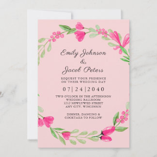 Anúncio Floral Verde Rosa Claro Elegante Casamento